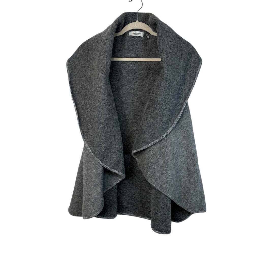 Rich & Royal Wool Vest Grey Open Front Sleeveless Layering Minimalist Style O/S